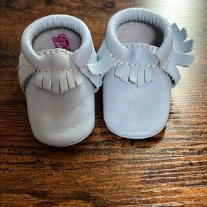Freshly Picked Blue Leather Baby Moccasins